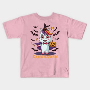 Candicorn: Halloween Unicorn Vampire Design for a Spooky Twist Kids T-Shirt